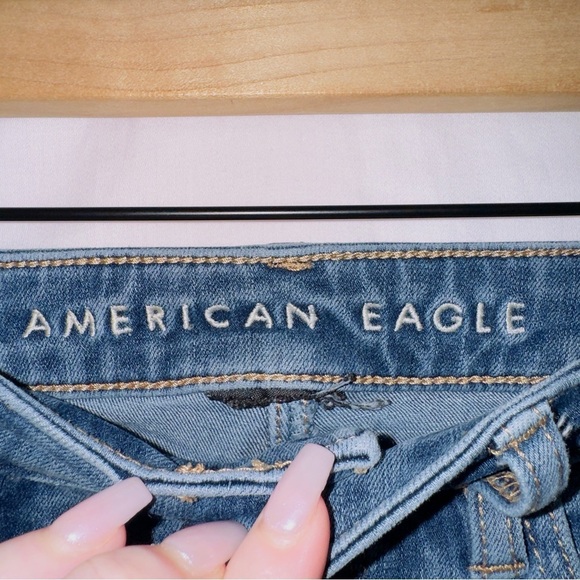 American Eagle Medium Wash Denim Super Hi Rise Jegging Jean size 00 - Picture 2 of 7